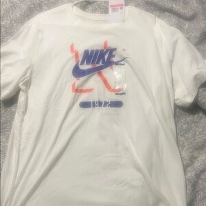 Nike White Tee with Blue and Red Graphic